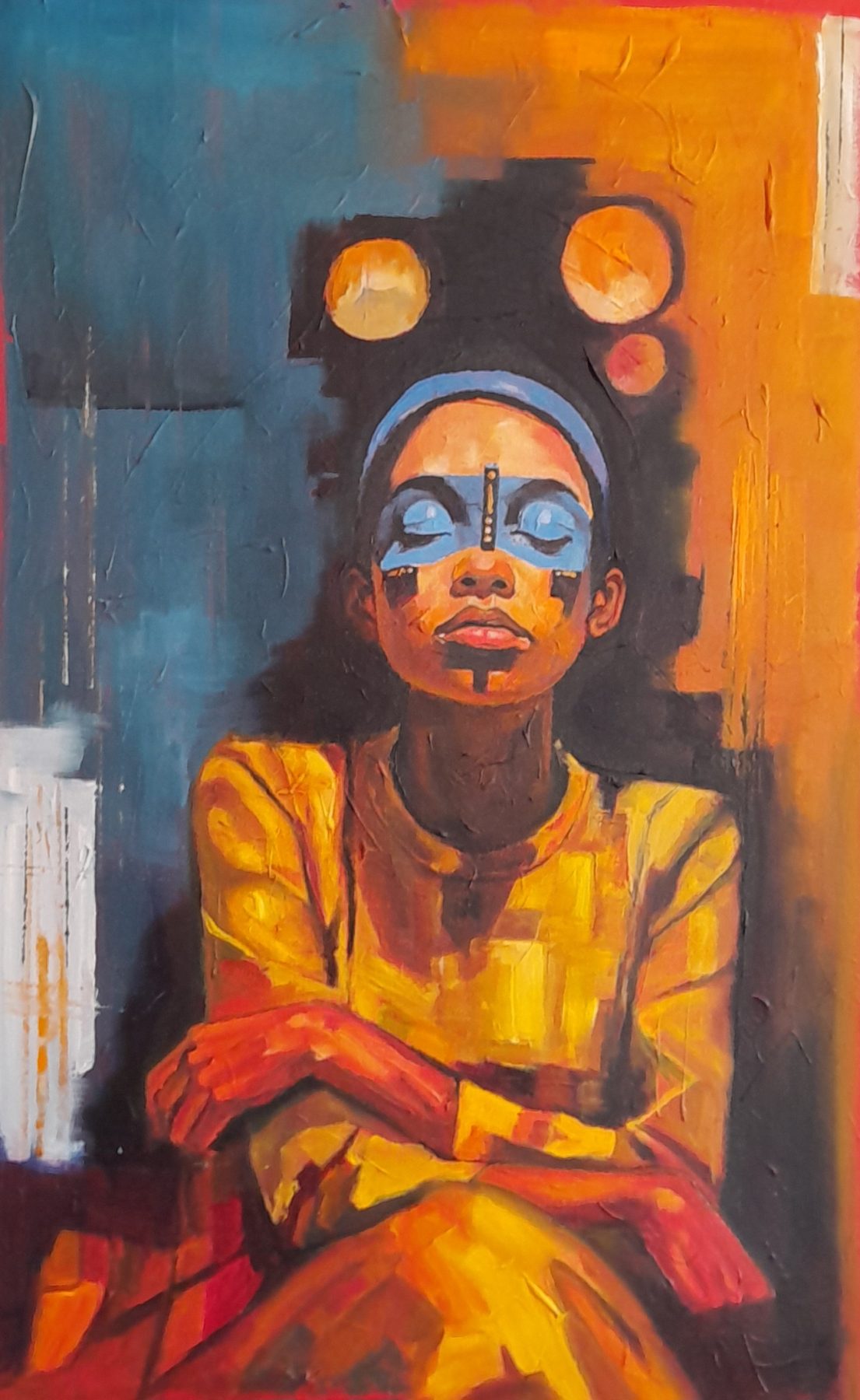 Painted Mask in Ochre — painting by Andy Rodmell